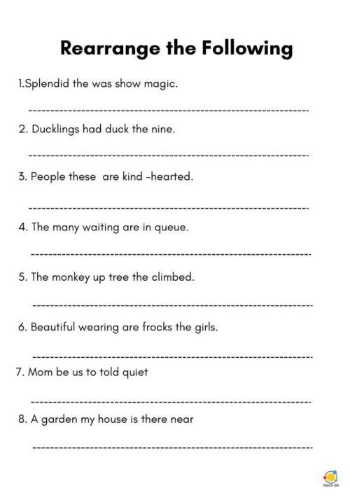 Jumbled Sentences Worksheet For Class 1